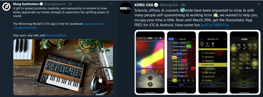Moog Model D iOS and Korg iKaossilator Apps Are Currently Free To Help Us Stay Positive and Creative