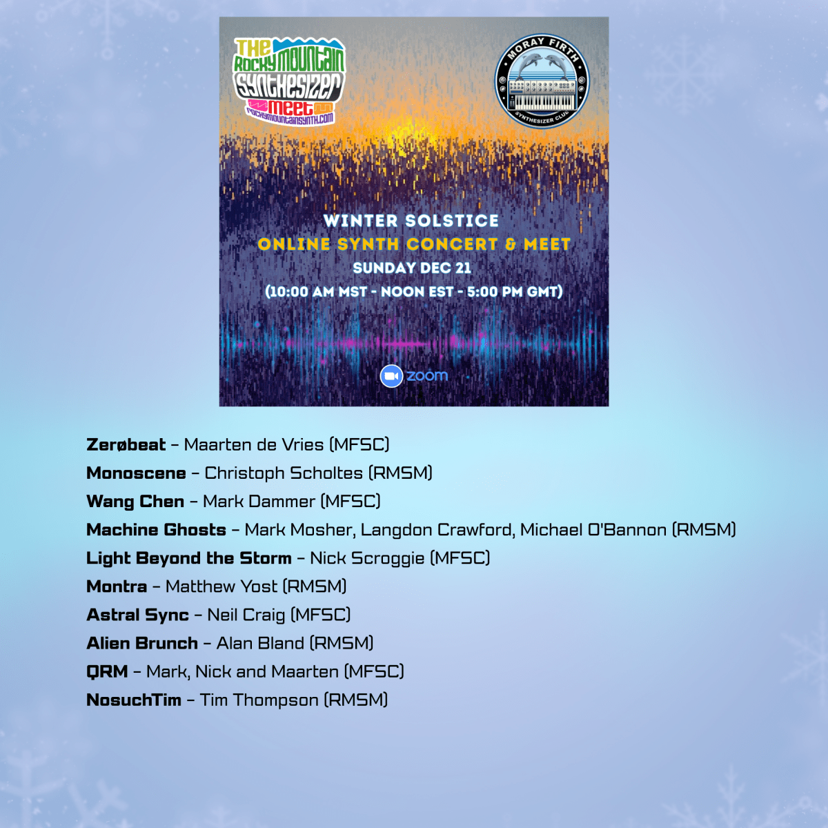 Reminder: RMSM #163 – Winter Solstice Online Synth Concert & Meet is Tomorrow (Sunday Dec&nbsp;21)